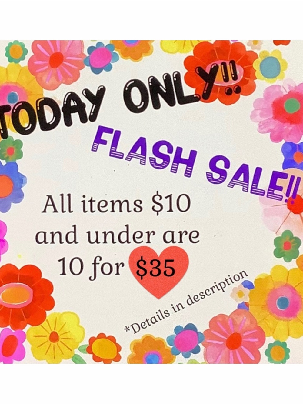 ⬇️READ⬇️ ‼️FLASH SALE‼️ TODAY ONLY: $10 & under ITEMS= 10/$35 (DETAILS B…